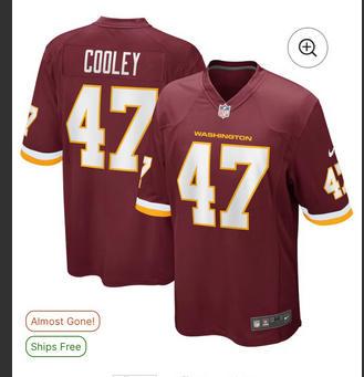 Men NFL Washington Redskins #47 Cooley red  2025 Nike jersey->washington redskins->NFL Jersey